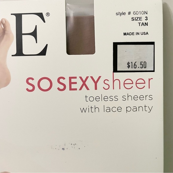 HUE So Sexy Sheer Toeless Sheers with Lace Panty Lot of 3 Size 3 - Picture 3 of 13